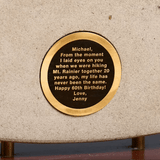 Custom Engraved Brass Medallion (Back of Sculpture) Sculpted Peaks
