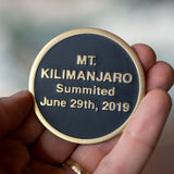 Custom Engraved Brass Medallion (Back of Sculpture) Sculpted Peaks