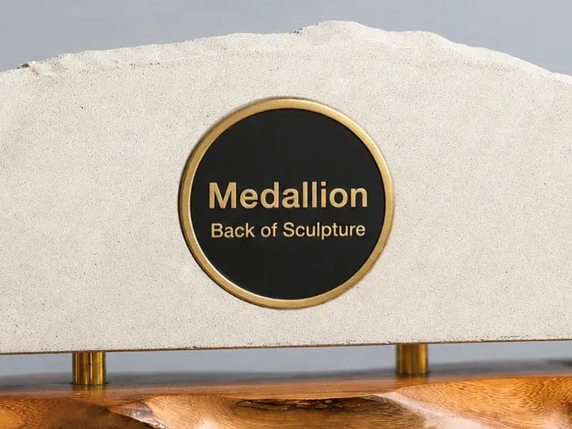 Custom Engraved Brass Medallion (Back of Sculpture) Sculpted Peaks