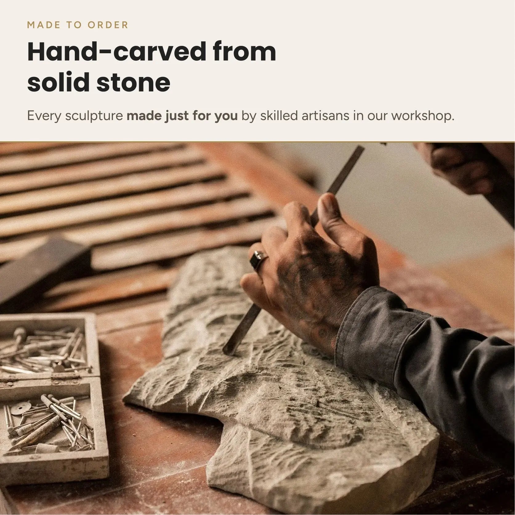 Hand-carved from solid stone mountain sculpture