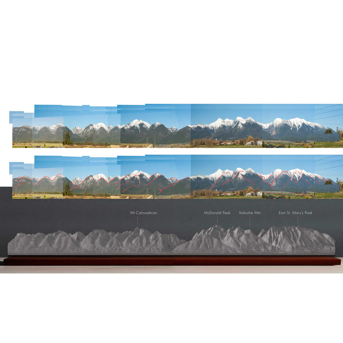 From panoramic photo to carved stone: the ridge line traced from the customer's photos
